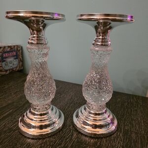 Bath and Body Works Swirling Glitter 3-Wick Pedestal candle holder Set of 2